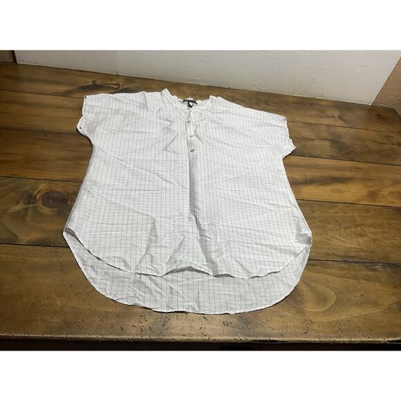 Eileen Fisher 100% Silk Check Mandarin Collar Size XXS - Picture 5 of 10